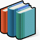 Icon of 3 books in red, blue and green