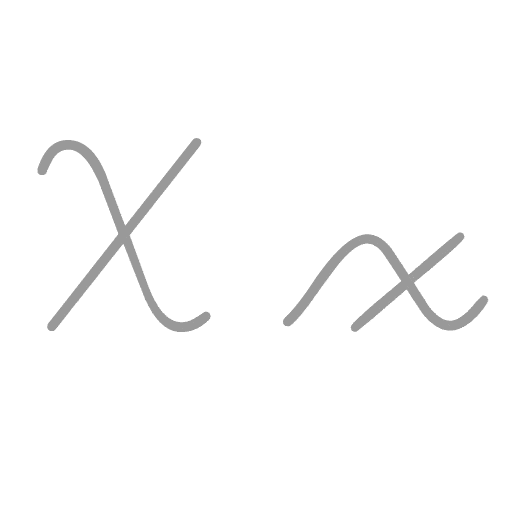 Animation of the tracing of two cursive x, as used to depict tetration and the functions x^x, x^(x^x) and (x^x)^x