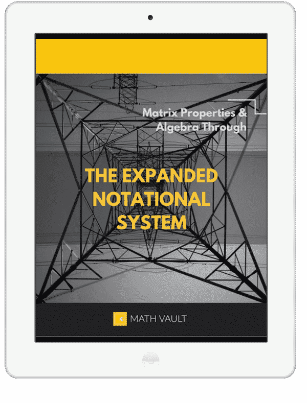 Ebook cover tablet mockup of Math Vault's Expanded Matrix Notational System