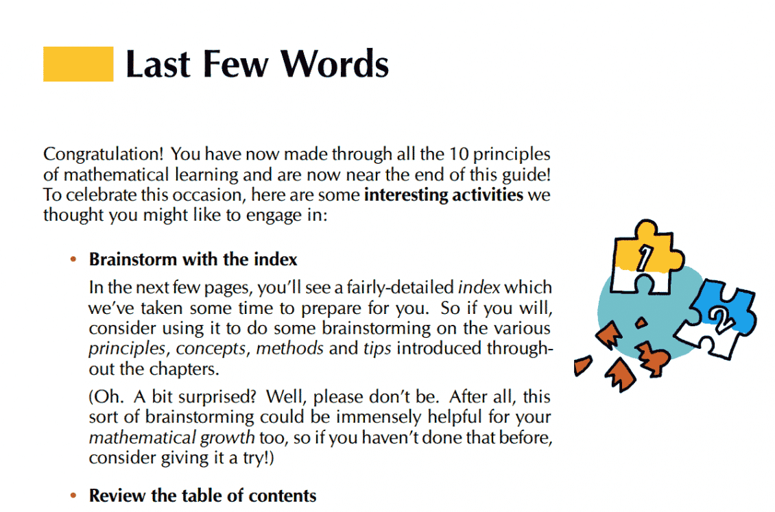 Screenshot of the Last Few Words section of Math Vault's The Definitive Guide to Learning Higher Mathematics