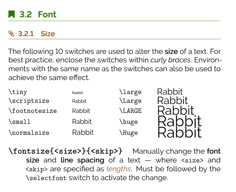 The Ultimate LaTeX Reference Guide — Font Size