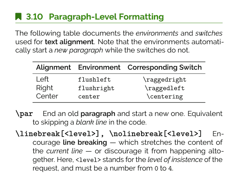 The Ultimate LaTeX Reference Guide — Paragraph-Level Formatting