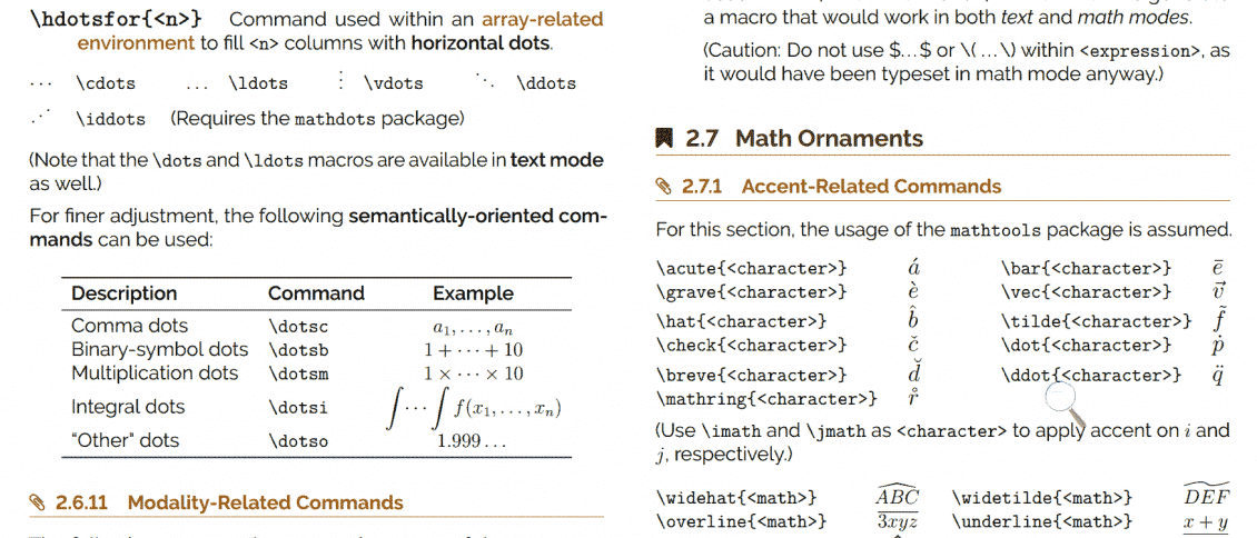 A screenshot of Math Vault's The Ultimate LaTeX Reference Guide