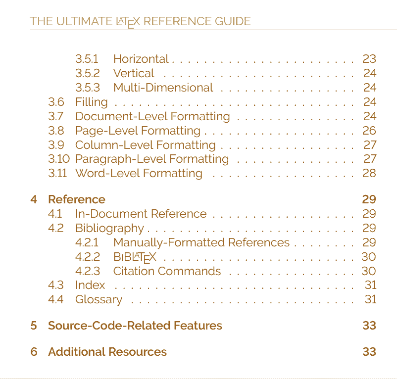 The Ultimate LaTeX Reference Guide — Table of Contents Page 2