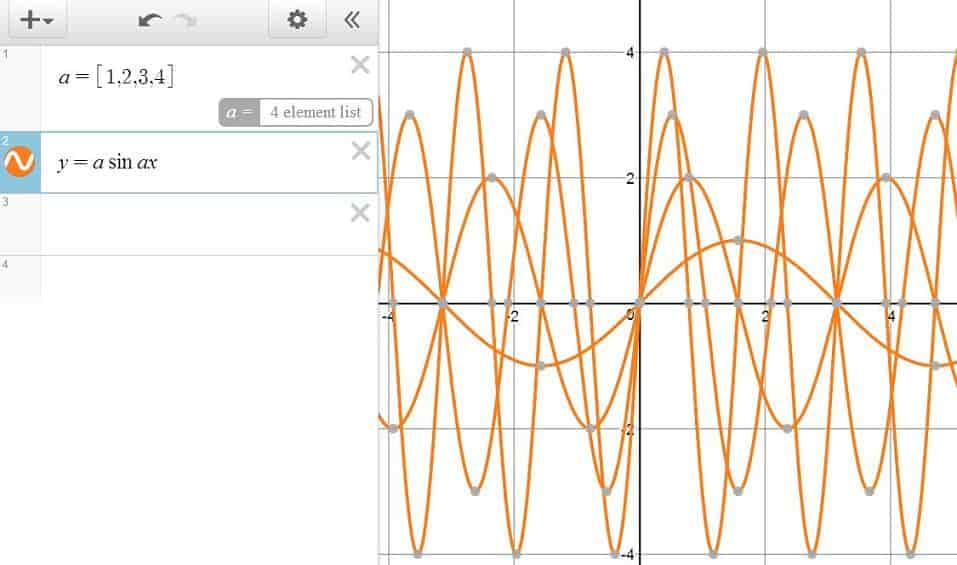 A Series of Sines Waves — Simultaneous Graphing in Desmos